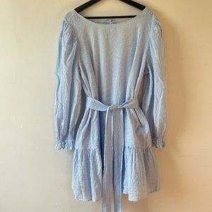 Eloquii Cotton Blue Long Sleeve dress